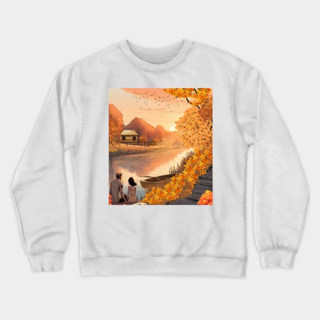 Together in a sunset Crewneck Sweatshirt by Lady Su